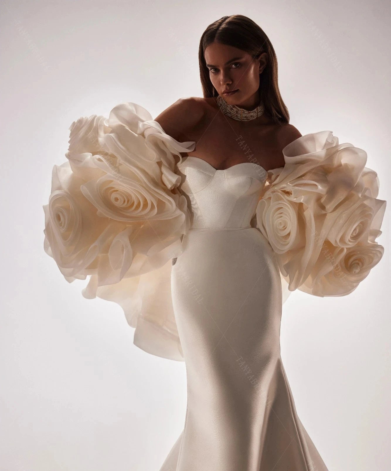 Arabic Rose Flower Blouse Puffy Prom Party Wear Unique Designs Flower Jacket Women Tops Off Shoulder