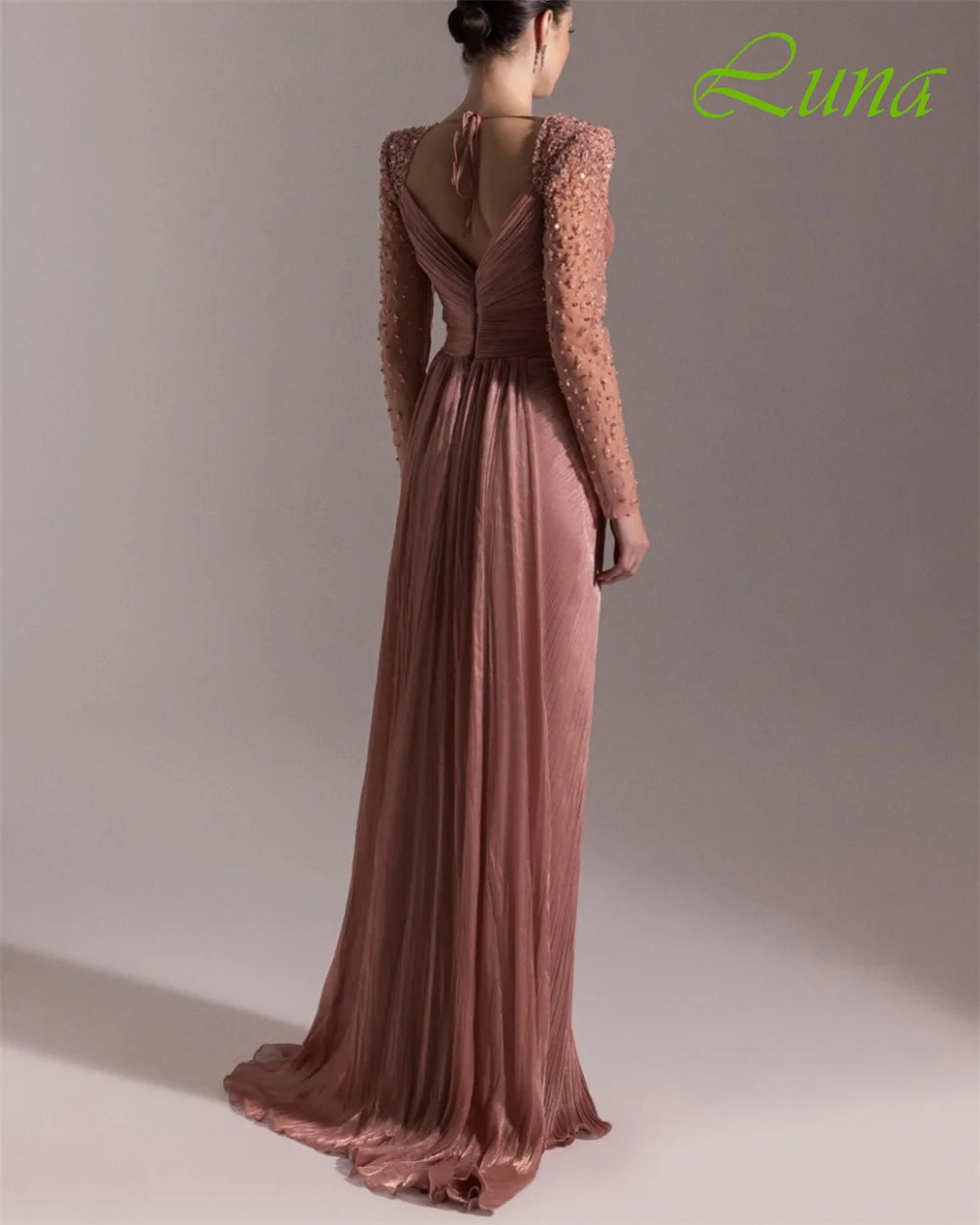 Customized Exquisite Cap Sleeve Sleeveless Evening Dress High Quality Chiffon Prom Dresses Temperament Crystal Party Gowns