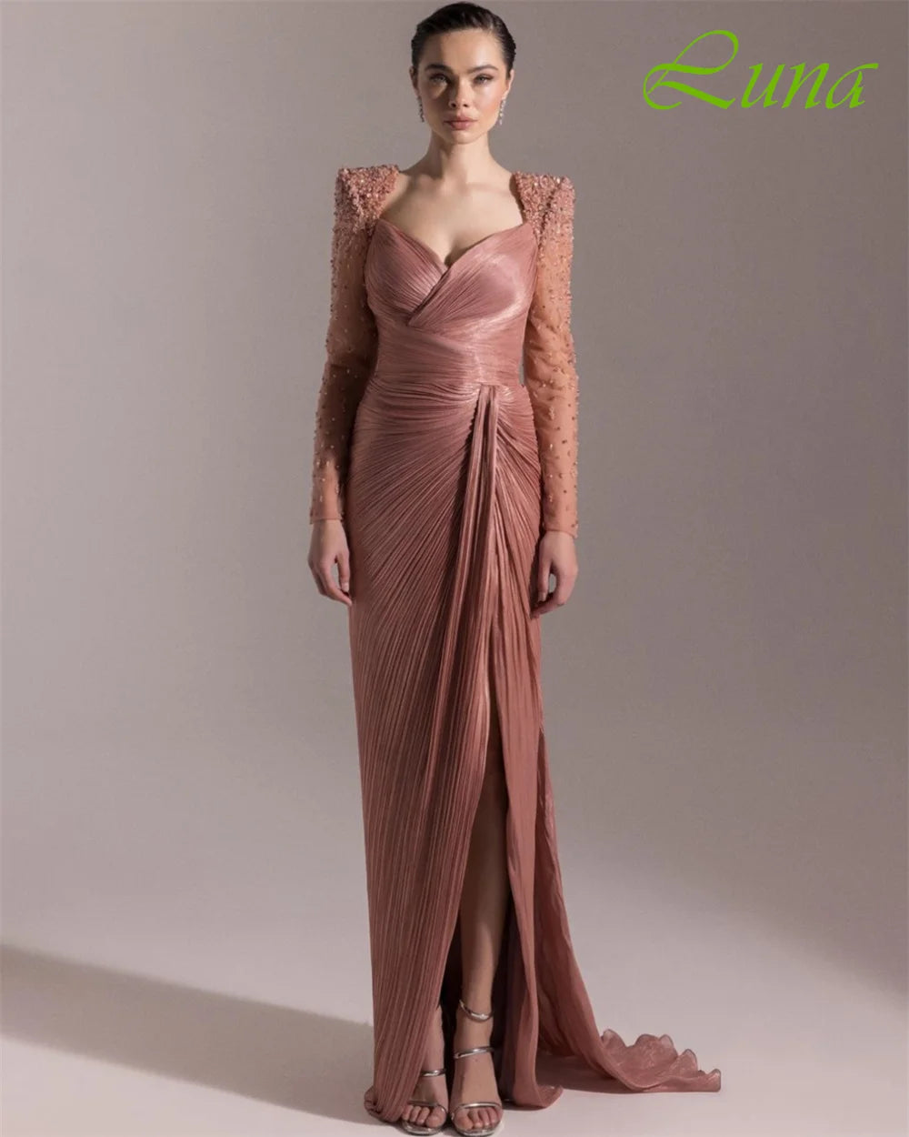 Customized Exquisite Cap Sleeve Sleeveless Evening Dress High Quality Chiffon Prom Dresses Temperament Crystal Party Gowns