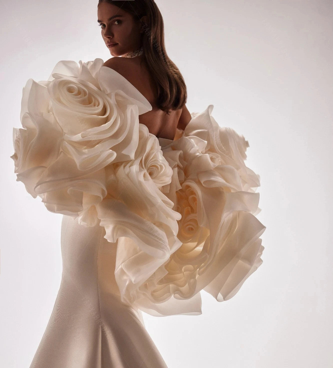 Arabic Rose Flower Blouse Puffy Prom Party Wear Unique Designs Flower Jacket Women Tops Off Shoulder