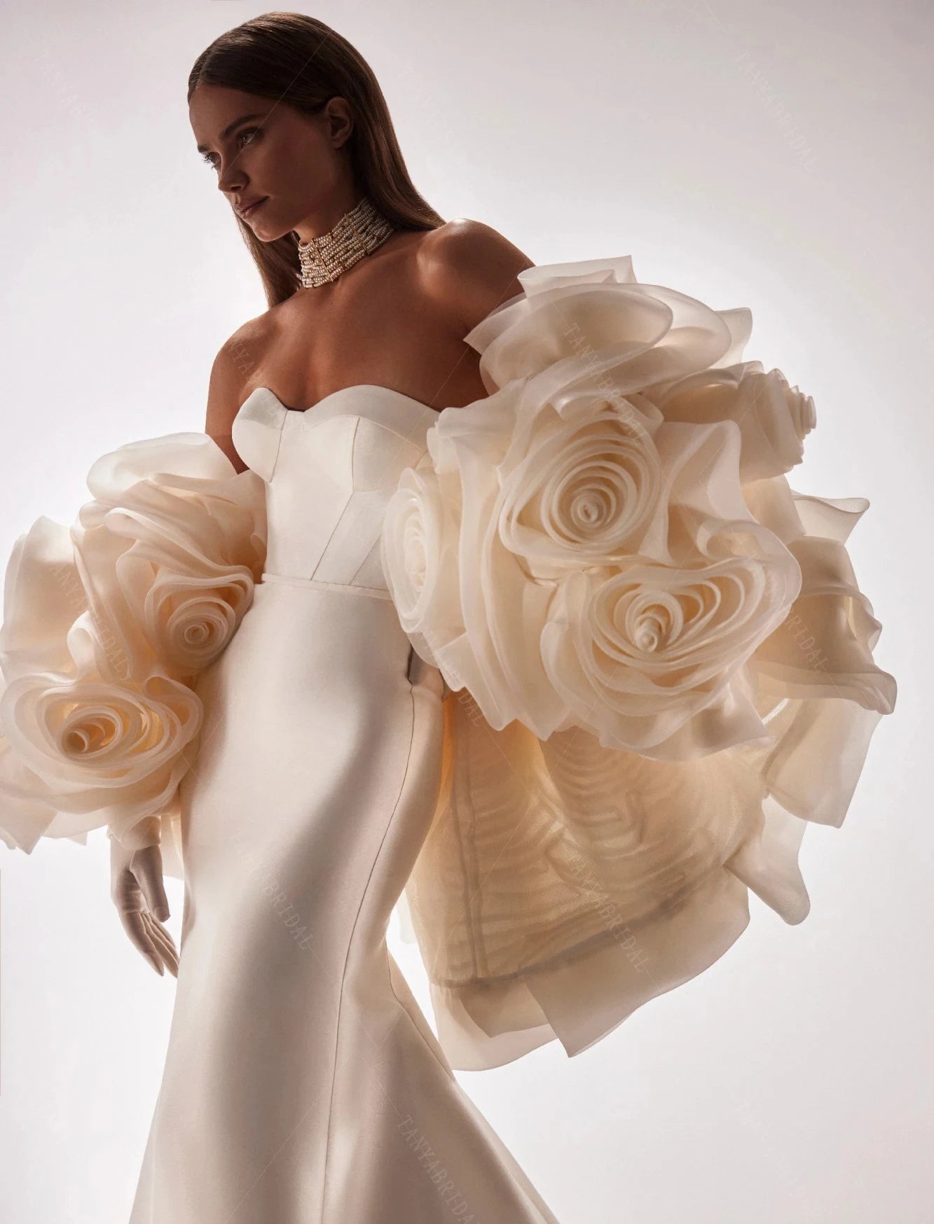 Arabic Rose Flower Blouse Puffy Prom Party Wear Unique Designs Flower Jacket Women Tops Off Shoulder