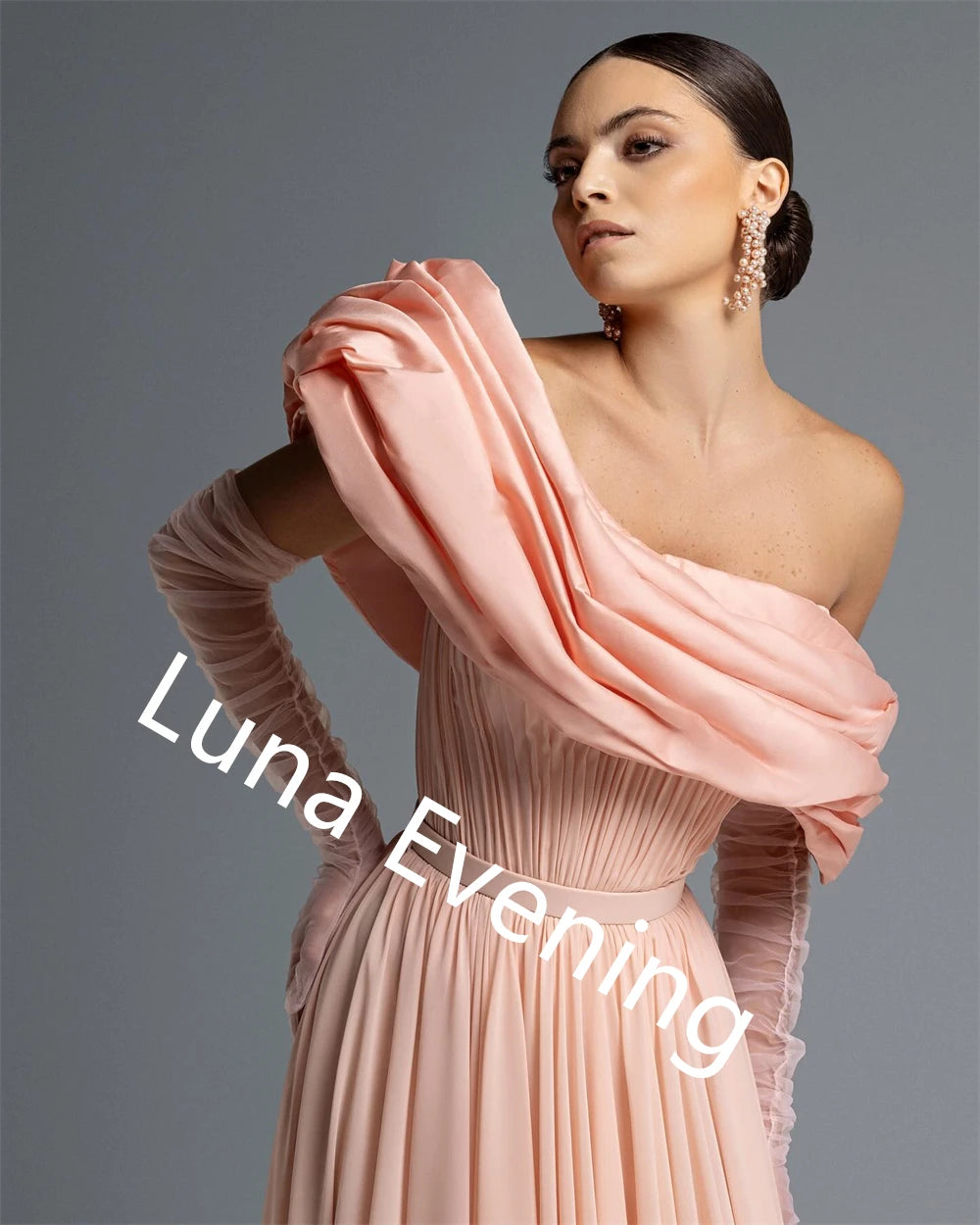 Customized  High Quality Pink Chiffon Evening Dress One Shoulder Sleeveless Bespoke Occasion Gowns Belt Homecoming Dres