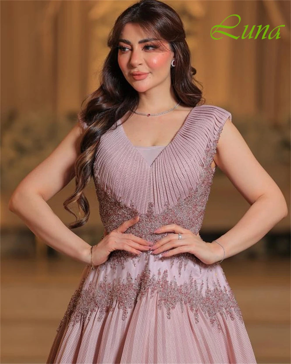 Customized Simple V-Neck Cap Sleeve Sleeveless Evening Dress High Quality Organza Prom Dresses Delicate Crystal Homecoming Gowns